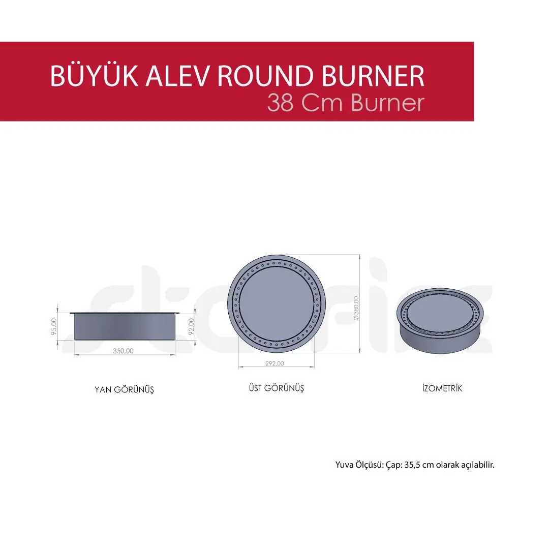 38 Cm Yuvarlak Büyük Alev Burner