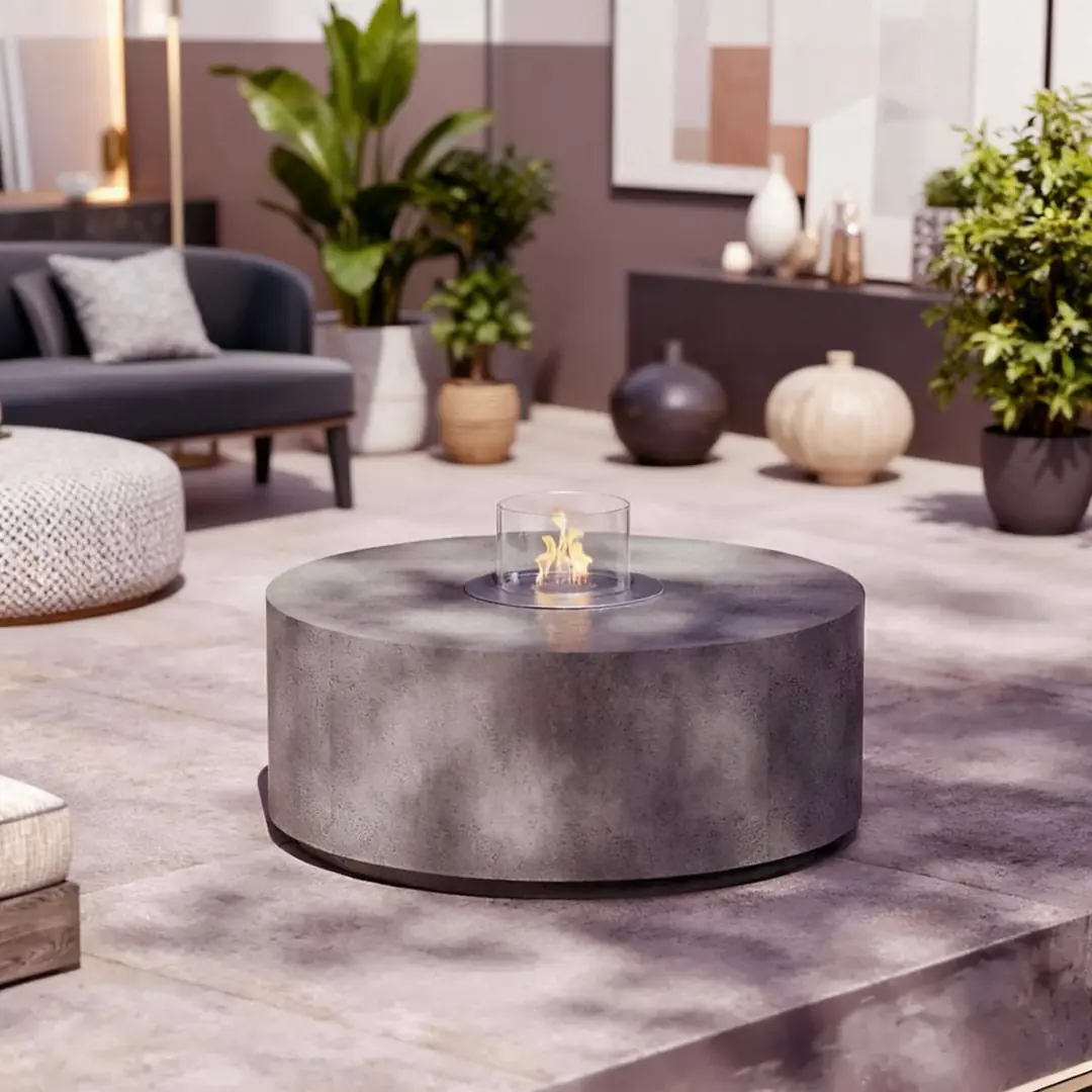 Cylinder Flame Hafif Beton Bioethanol Taşınabilir Şömine