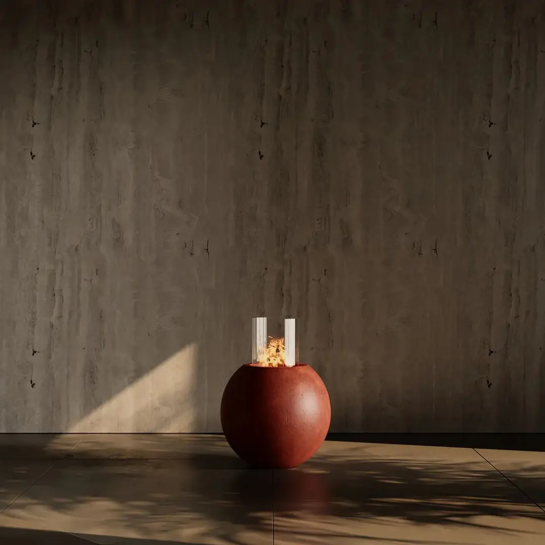 Bowl Flame Hafif Beton Bioethanol Taşınabilir Şömine