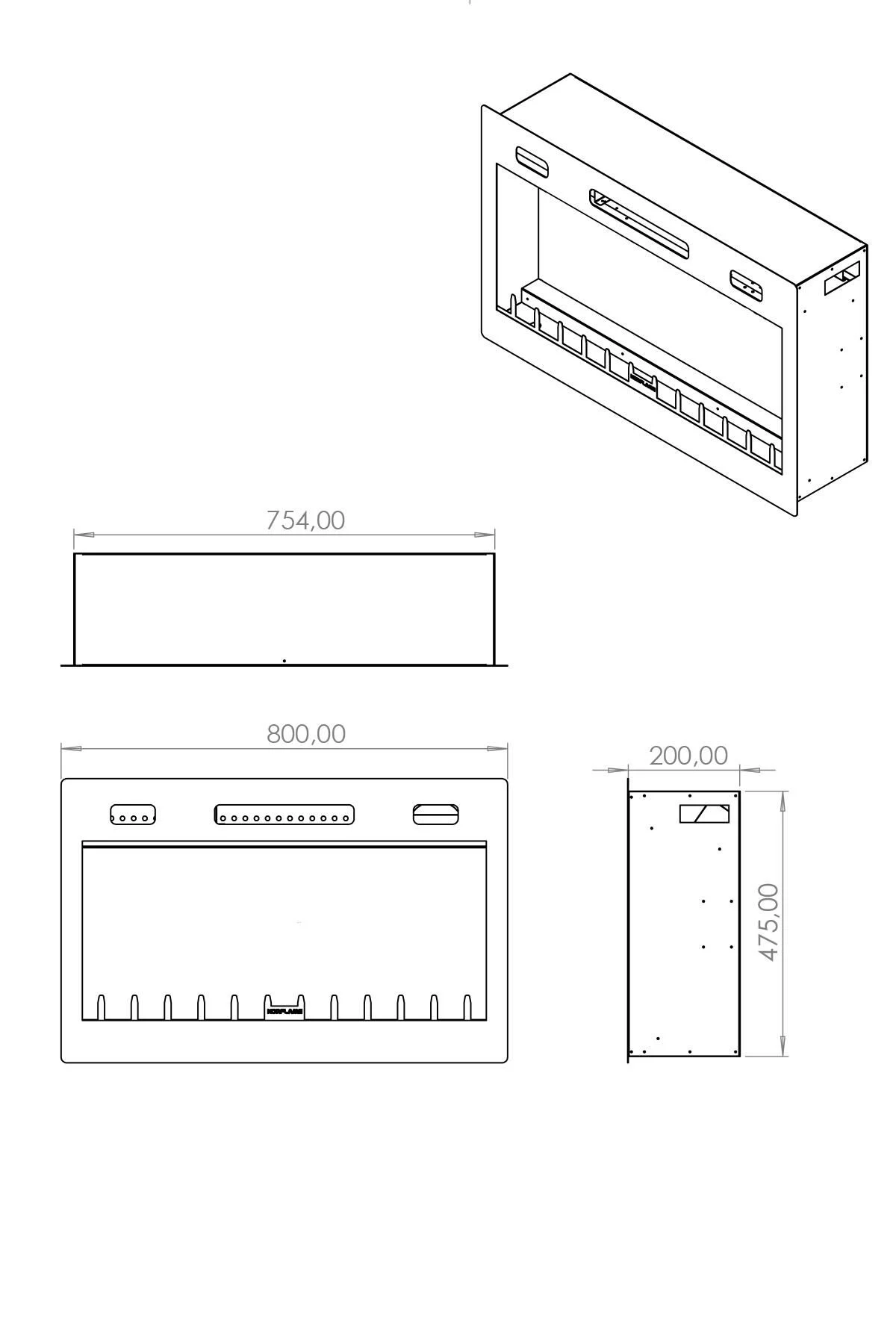 SL - 80 Elektrikli Şömine (Isıtmalı)
