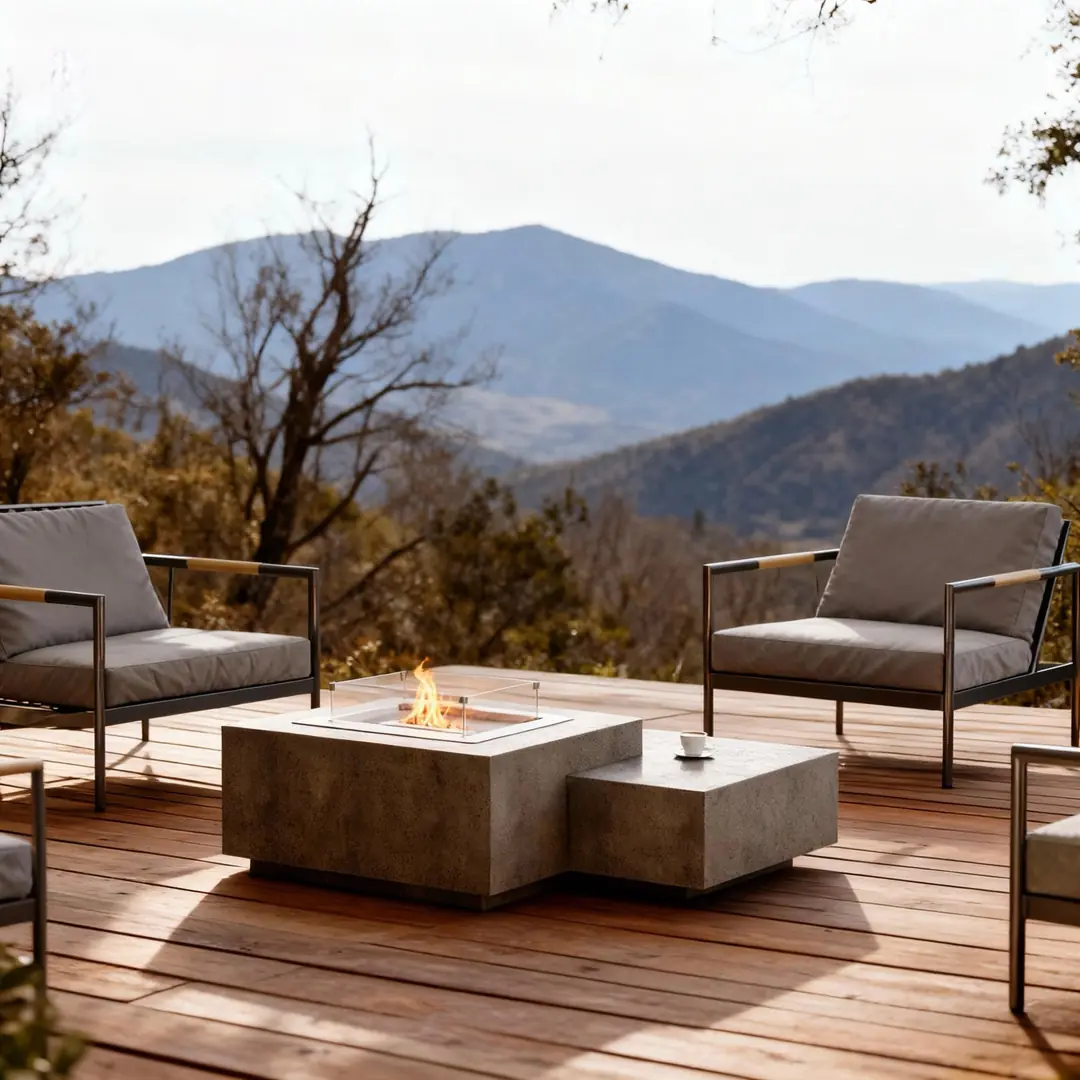Linea Flame Hafif Beton Bioethanol Taşınabilir Şömine