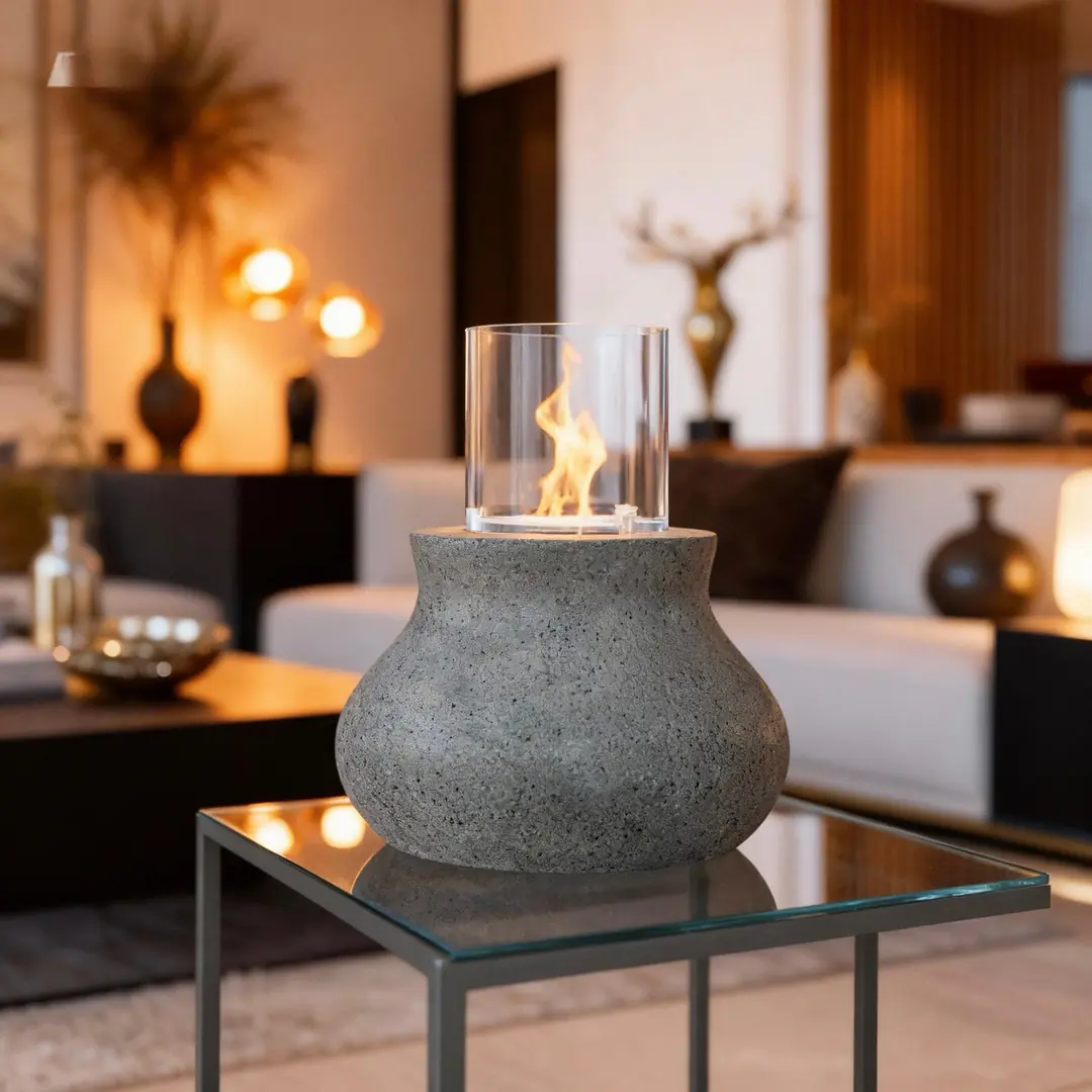 Pear Flame Hafif Beton Bioethanol Taşınabilir Şömine