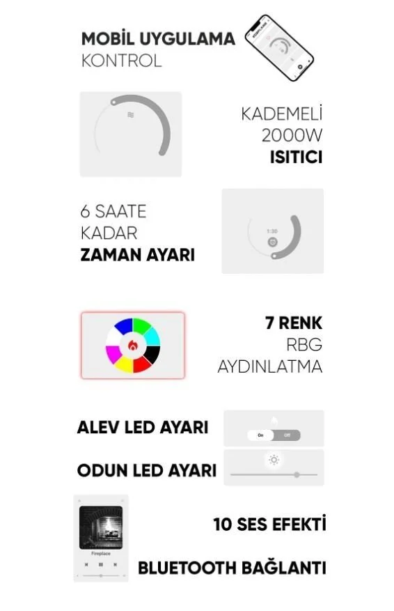 SL - 200 Elektrikli Şömine (Isıtmalı)