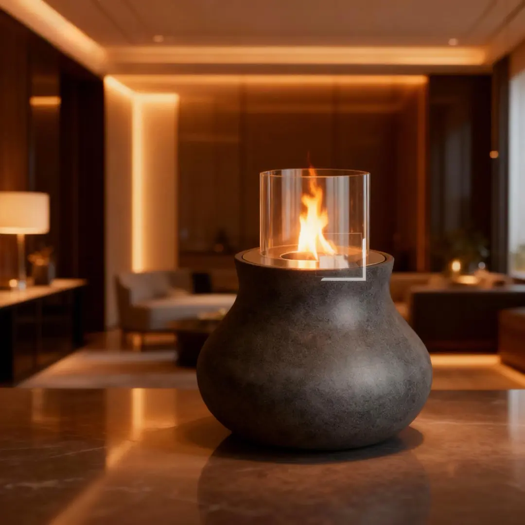 Pear Flame Hafif Beton Bioethanol Taşınabilir Şömine